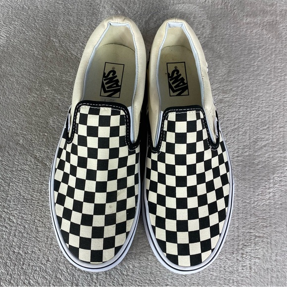 Vans Checkerboard Womens Sneaker Skate Shoes Size 7.5 Off White Black Canvas NEW - Picture 7 of 10